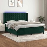  box spring s madracem LED tamnozeleni 180x200 cm baršun | shoptok.hr