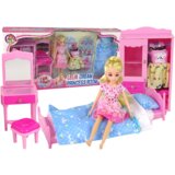  Lutka za igru i namještajem iz spavaće sobe - roza | shoptok.hr
