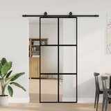  Klizna vrata s priborom crna 90 x 205 cm kaljeno staklo | shoptok.hr