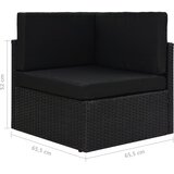  Modularna kutna sofa od poliratana crna | shoptok.hr