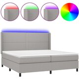  Box spring postelja z vzmetnico LED sv. siva 200x200 cm blago, (20724212) | Shoptok.si