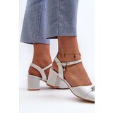 VINCEZA Women's Eco Leather Sandals with Heel and Silver Decorations Narhi | shoptok.hr