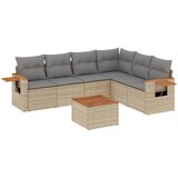 Maison Chic Seti vrtnega pohištva - Vrtna garnitura - Vrtni pohištvo set 7-delna z blazinami bež poli ratan, (21805917) | Shoptok.si