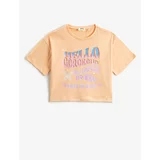 Koton Short Sleeve Crew Neck T-Shirt with a Slogan Theme with Print