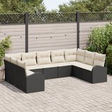 vidaXL 9-dijelni set vrtnih sofa s jastučićima crni poli ratan Cijene