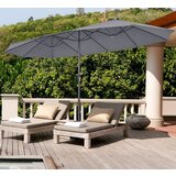  Dvojni senčnik Ø480 cm z ročico in UV zaščito - sive barve | Shoptok.si