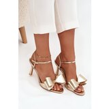 Boto High heel sandals with bow golden Noliva | Shoptok.si