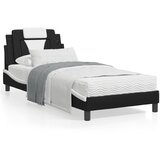 vidaXL Postelja z vzmetnico črna in bela 90x200 cm umetno usnje Cene