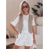 DStreet Spodenki damskie lniane RELAX TIME białe | Shoptok.si