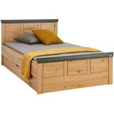Hom`in postelja 200 cm x 120 cm , leseni material barve hrasta, temno siva Cene