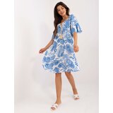 Fashion Hunters White and navy blue summer dress with patterns | shoptok.hr