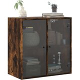 vidaXL Stenska omarica s steklenimi vrati dimljen hrast 68x37x68,5 cm | Shoptok.si