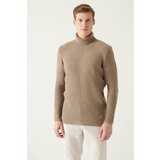 Avva Men's Mink Full Turtleneck Textured Standard Fit Normal Cut Knitwear Sweater cene