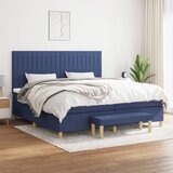  Krevet s oprugama i madracem plavi 200 x 200 cm od tkanine Slike