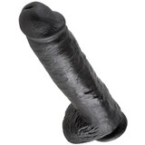 King Cock 11 - velik vibrator z objemko za testise (28 cm) - črn Cene