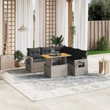 The Living Store Vrtna sedežna garnitura 6-delna z blazinami siv poli ratan - Vrtna Sedežna Garniture, (21474871) | Shoptok.si