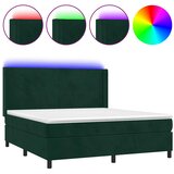 Krevet box spring s madracem LED tamnozeleni 180x200 cm baršun | shoptok.hr