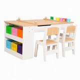  KINDER HOME 3 u 1 dečiji drveni sto sa 2 stolice, tablom za crtanje, organizatorom i rolnom papira W08G516 Cene