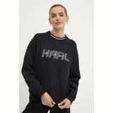 Karl Lagerfeld Bombažen pulover ženska, črna barva, 245W1803