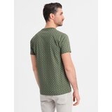 Ombre Men's full print knit shirt - olive | Shoptok.si
