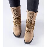Gemre Beige insulated ankle boots with chain Carroll | Shoptok.si