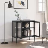  Komoda crna 70 x 35 x 70 cm od stakla i čelika | shoptok.hr