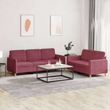  2-dijelni set sofa s jastucima crvena boja vina od tkanine Cijene