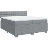 vidaXL Box spring postelja z vzmetnico svetlo siva 200x200 cm blago, (21321621) | Shoptok.si