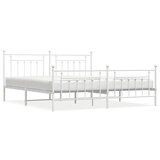 Maison Chic Kovinski Posteljni okvir - Dvoposteljna postelja - Zakonska postelja z vzglavjem in vznožjem bel 200x200 cm, (21697421) | Shoptok.si