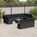 Maison Chic Seti vrtnega pohištva - Vrtna garnitura - Vrtni pohištvo set 14-delna z blazinami črn poli ratan, (21816077) | Shoptok.si