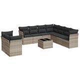 Maison Chic Seti vrtnega pohištva - Vrtna garnitura - Vrtni pohištvo set 10-delna z blazinami sv. siv poli ratan, (21818186) | Shoptok.si