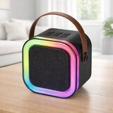  Karaoke set z zvočnikom, dvema mikrofonoma, LED lučkami, črne barve | Shoptok.si