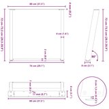  Noge za blagovaonski stol U-oblik 2 kom Prirodni čelik 80 x (72-73) cm Čelik | shoptok.hr