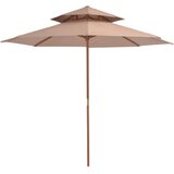 vidaXL Dvojni senčnik z lesenim drogom 270 cm taupe barve Cene