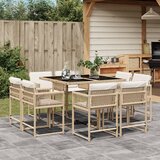  The Living Store Vrtna jedilna garnitura 9-delna z blazinami bež poli ratan - Vrtna Jedilna Garnitura, (21474214) | Shoptok.si