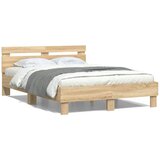 Okvir za krevet s uzglavljem boja hrasta 135x190 cm drveni | shoptok.hr