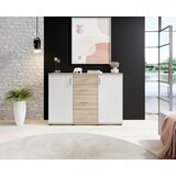 Boxxx komoda, bela, hrast sonoma | Shoptok.si