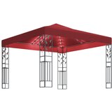 vidaXL Paviljon z LED lučkami 3x3 m vinsko rdeč Cene
