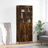 vidaXL Visoka komoda dimljen hrast 69,5x34x180 cm inženirski les | Shoptok.si