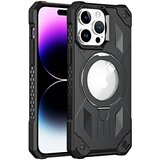 INF Magnetna torbica za telefon s stojalom, ki podpira brezžično polnjenje Black iPhone 15 Plus, (21373396) Cene