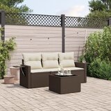 Maison Chic Seti vrtnega pohištva - Vrtna garnitura - Vrtni pohištvo set 4-delna z blazinami rjav poli ratan, (21817714) | Shoptok.si