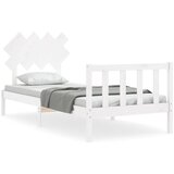 Maison Chic Posteljni okvir - Enojna postelja - Postelja za odrasle z vzglavjem bel trden les-J15723, (21773299) | Shoptok.si