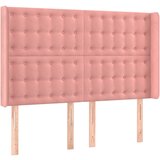 Maison Chic Posteljno vzglavje - Vzglavna omarica - Nočna omarica z ušesi roza 147x16x118/128 cm žamet, (21712346) | Shoptok.si