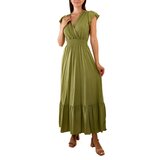 Gemre Goffreda green ruched maxi dress | Shoptok.si