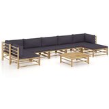  Sedežna garnitura s temno sivimi blazinami 8-delna bambus | Shoptok.si