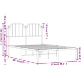  Metalni okvir za krevet s uzglavljem bijeli 120x200 cm | shoptok.hr