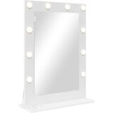 vidaXL ogledalo za ličenje Belo Les, ogledalo, steklo 70 x 50 x 18 cm | Shoptok.si