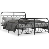 Furnova Kovinski posteljni okvir z vzglavjem in vznožjem črn 150x200 cm, (21941047) | Shoptok.si
