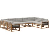 vidaXL Zunanja garnitura za sedenje 9 pcs Naravna in svetlo siva, (5000280686) | Shoptok.si