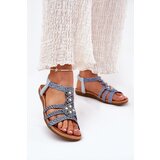 ARTIKER Women's Flat Sandals With Woven Straps Blue | Shoptok.si